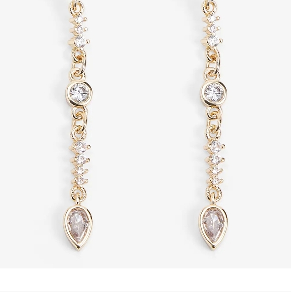 Express Gold Rhinestone dangle earrings NWT - Picture 13 of 14